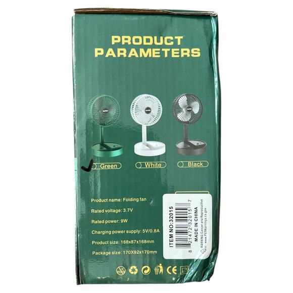 Green Telescopic Folding Fan - Picture 4 of 4